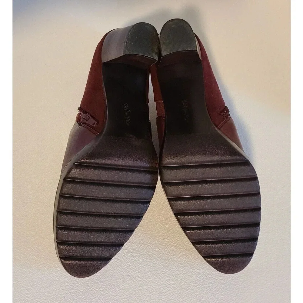 BELLA VITA MAROON LEATHER SUEDE ANKLE BOOTS SIDE ZIP WOMEN'S US SZ 9.5